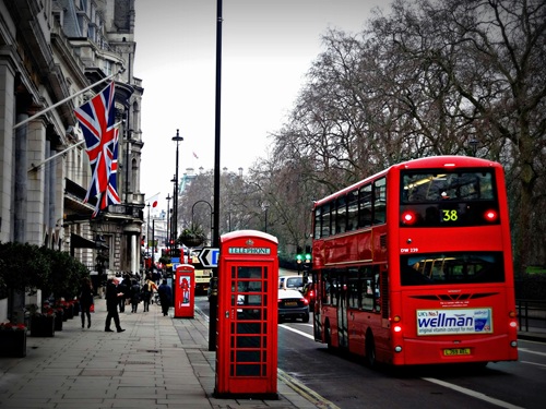 Traditional London red bus