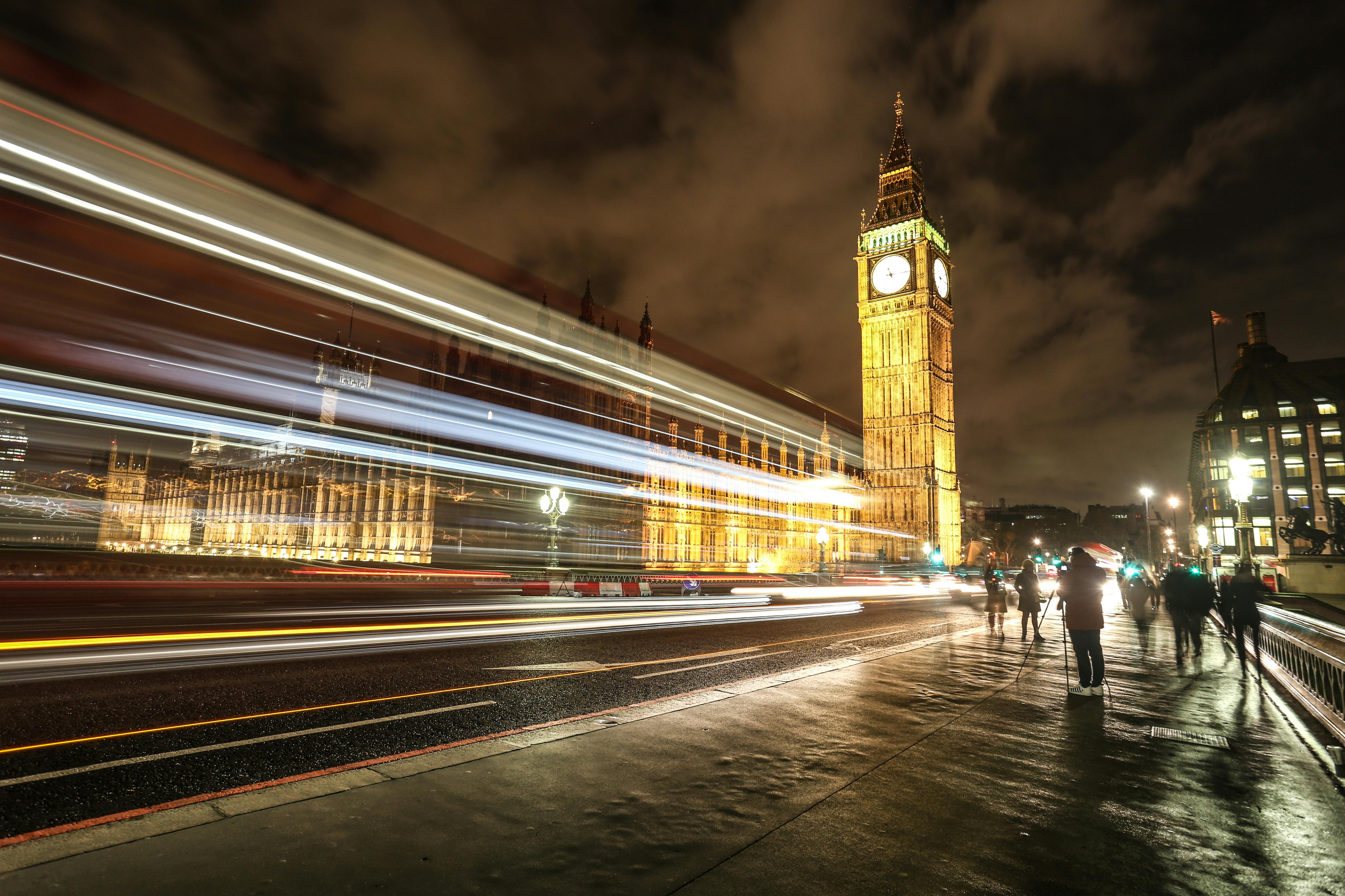 London landmarks illuminated at night